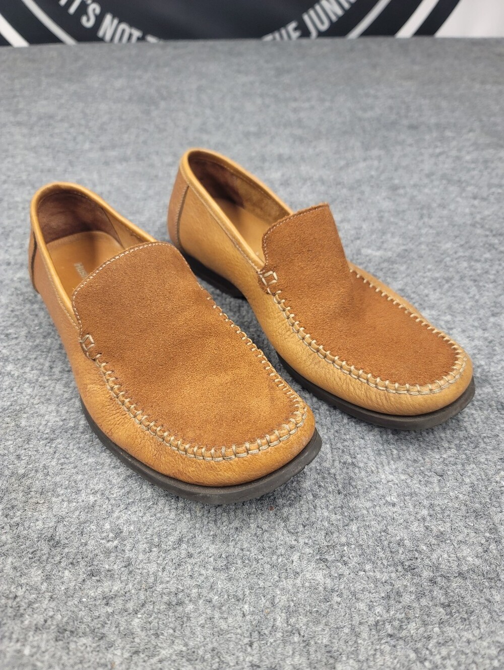 Hush Puppies Suede & Leather Slip On Lofers Shoes Brown Size 8.5